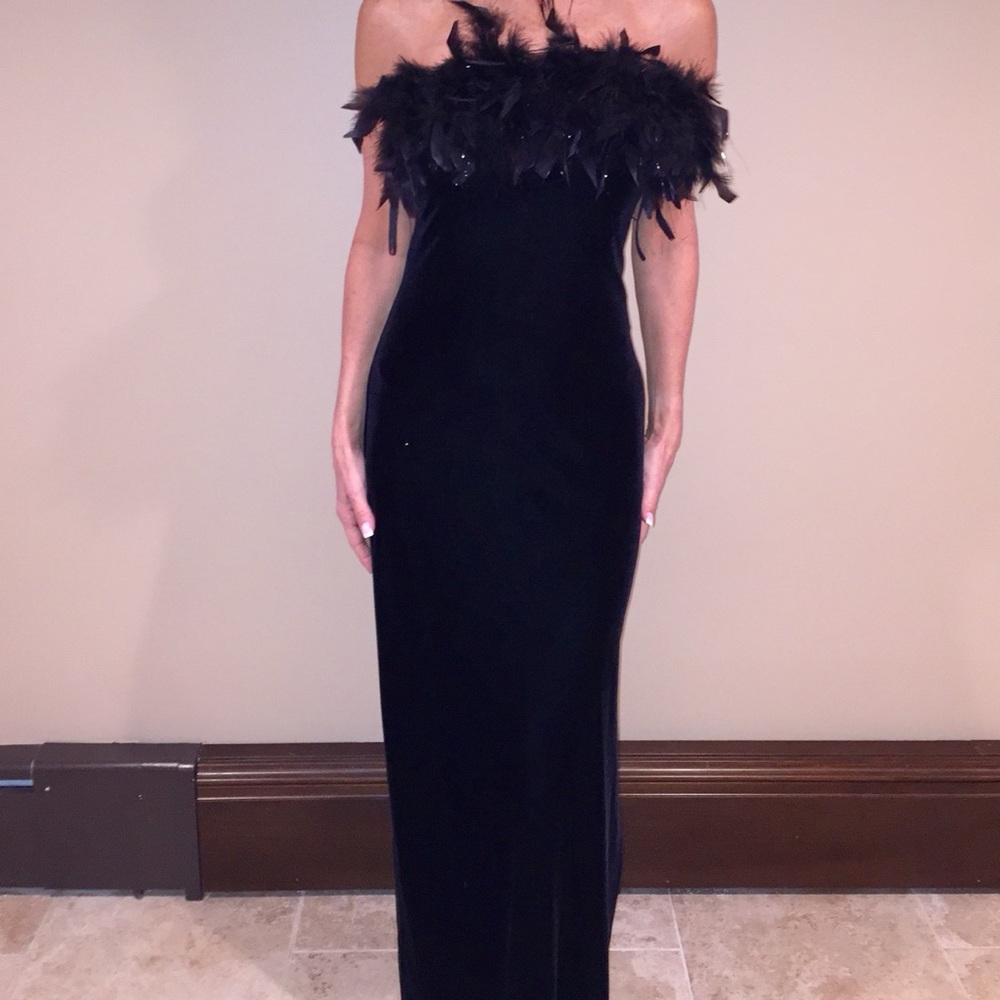 Black Off the Shoulder Maxi Gown for Cocktail